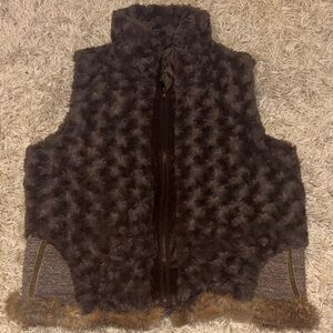 y2k Brown Fuzzy Vest